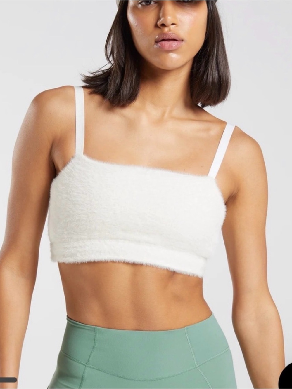 Gymshark X Whitney Simmons Fuzzy Bandeau Top Sz S Trendy Spellout sporty